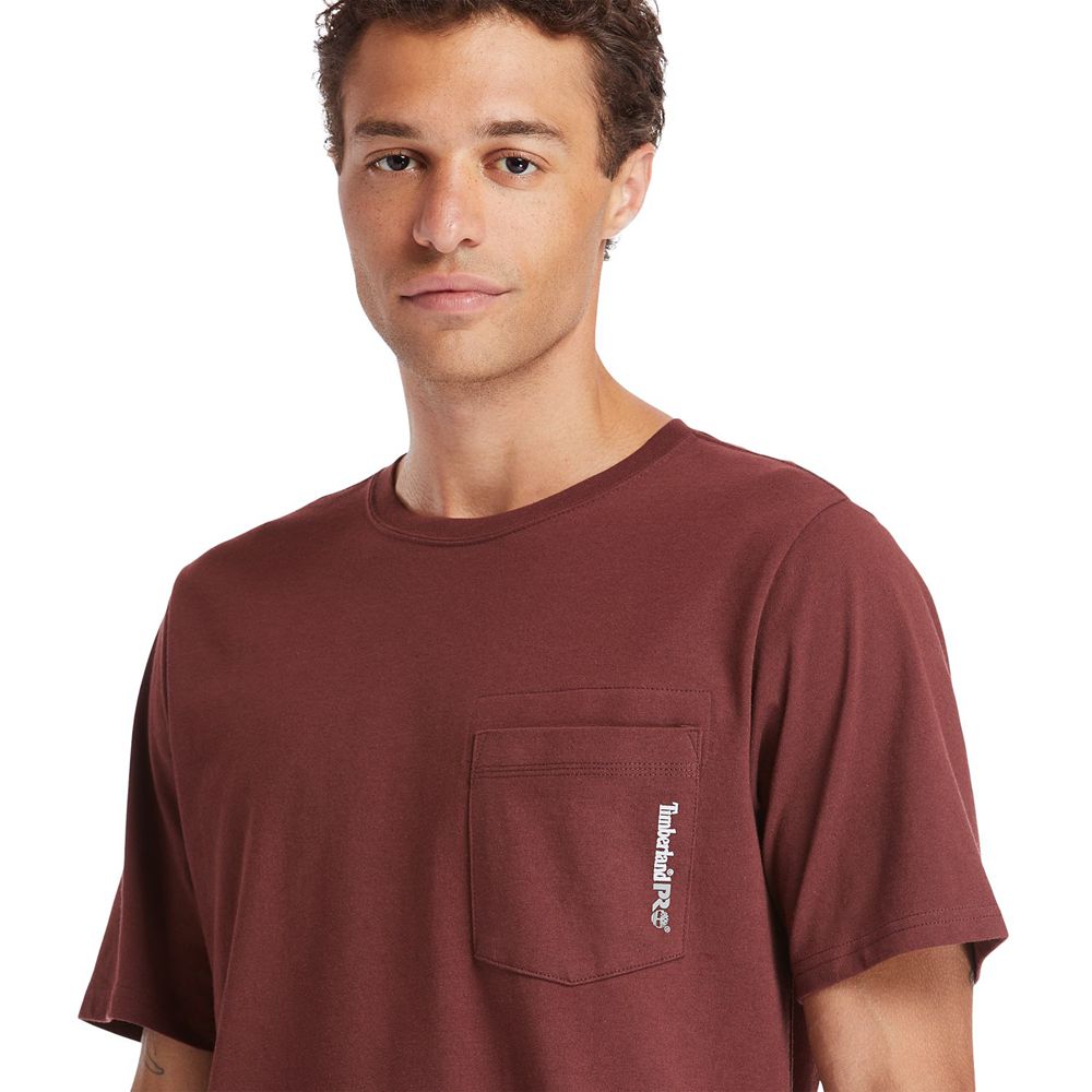 Timberland Μπλουζάκια Ανδρικα Μπορντο - Pro® Short Sleeve Base Plate Wicking - Greece 8356049-RQ